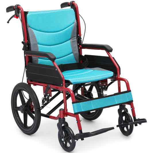 Wheelchair with Handbrakes, Swing-Away Footrests, 17.5" Wide Seat, 15" Rear Wheels, Lightweight Transport Chair for Easy Transfer, Travel, Compact Storage, 250lbs Capacity, Black Frame