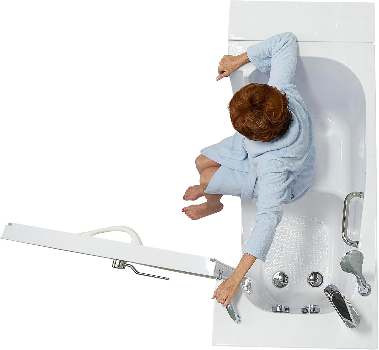 Ella Wheelchair Transfer 26"x52" Acrylic Soaking Walk-In-Bathtub, Right Outward Swing Door, 2 Piece Fast Fill Faucet, 2" Dual Drain