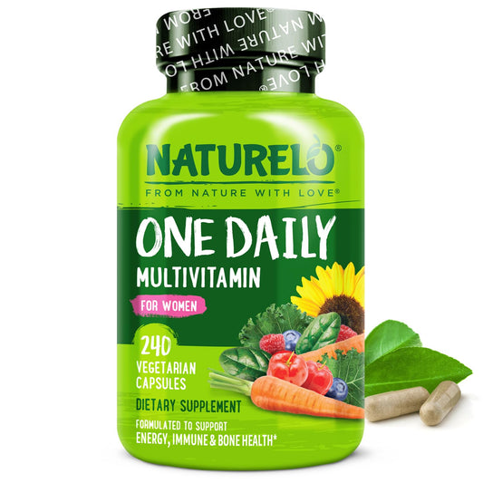 NATURELO One Daily Multivitamin for Women - Energy Support - Whole Food Supplement to Nourish Hair, Skin, Nails - Non-GMO - No Soy - Gluten Free - 60 Capsules - 2 Month Supply