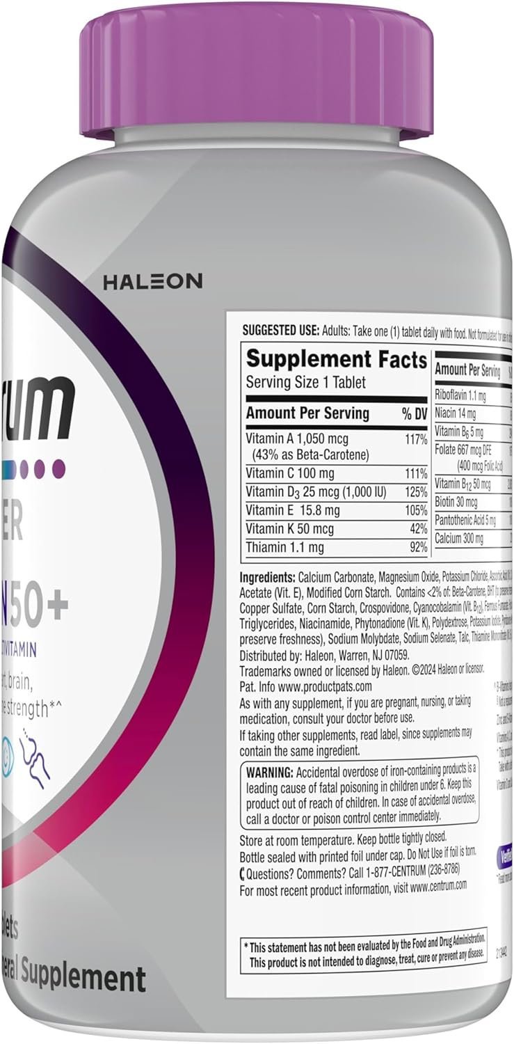 Centrum Silver Women's Multivitamin for Women 50 Plus – Essential Daily Nutrition for Memory, Cognition & Overall Wellness