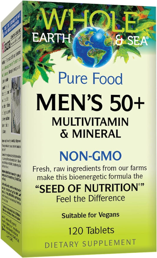 Natural Factors Whole Earth & Sea Men's 50+ Multivitamin & Mineral – Advanced Nutritional Support for Healthy Aging