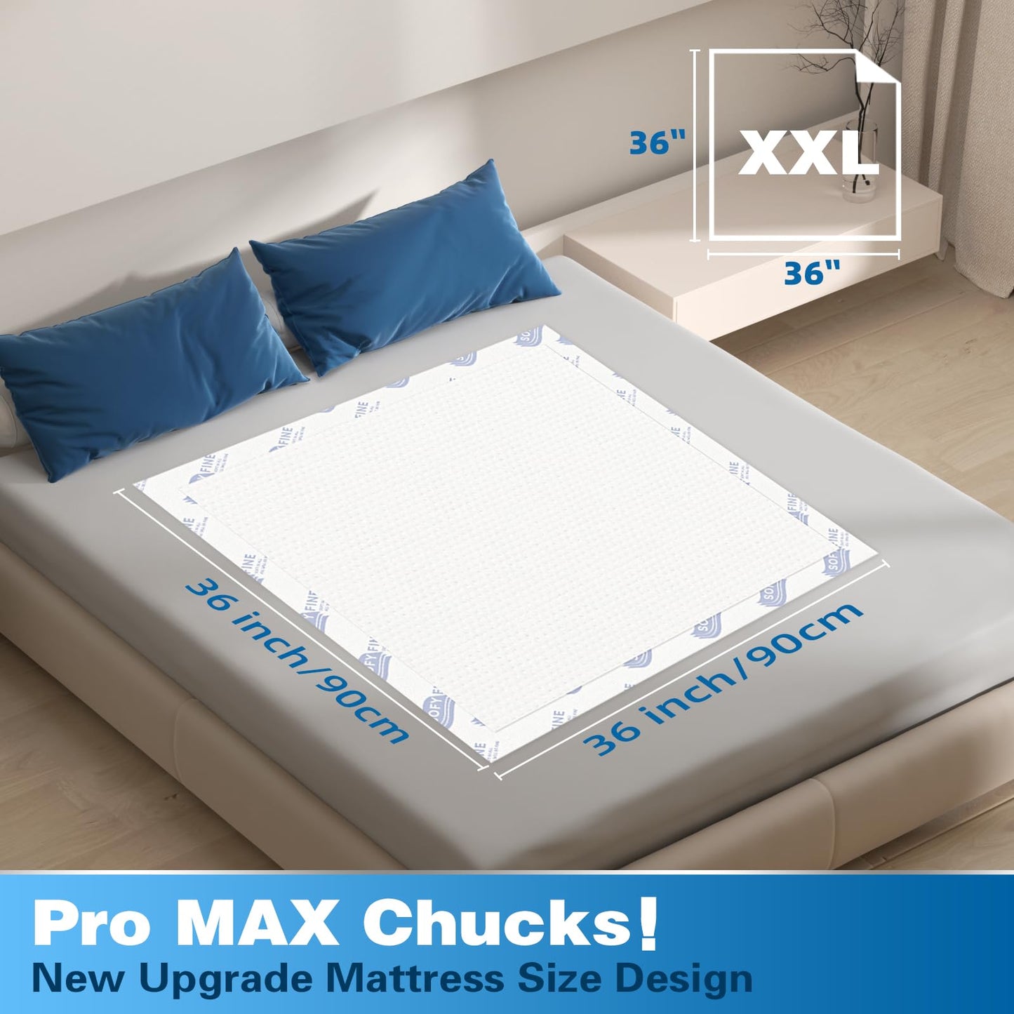 150 Gram Heavy Duty Chucks 40"x36" Disposable Tear Resistant Adult Incontinence Bed Pads,3XL Extra Large Thicken Puppy Pee Pad,10X Super Absorbency 360 Lb Transfer[20 Pads]