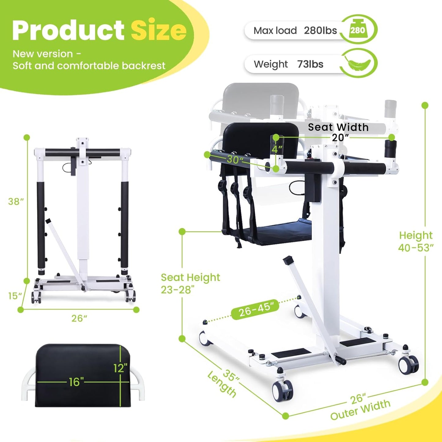 Upgrade-Electric Patient Lift Transfer Chair for Home,Folding Patient Lift for Car,Portable Wheelchair Lift Bedside Commode Transfer Chair,Shower Chair for Elderly and Disabled-Load 280lbs