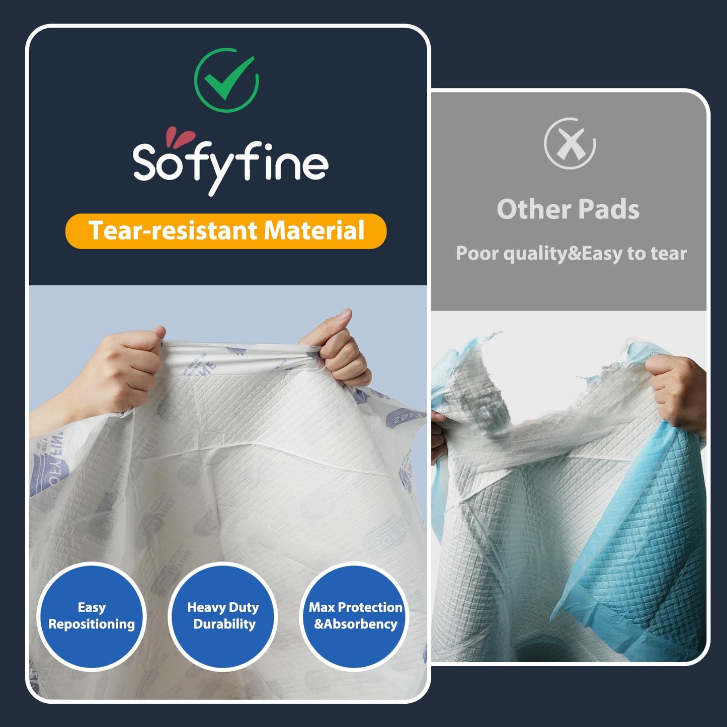 150 Gram Heavy Duty Chucks 40"x36" Disposable Tear Resistant Adult Incontinence Bed Pads,3XL Extra Large Thicken Puppy Pee Pad,10X Super Absorbency 360 Lb Transfer[20 Pads]