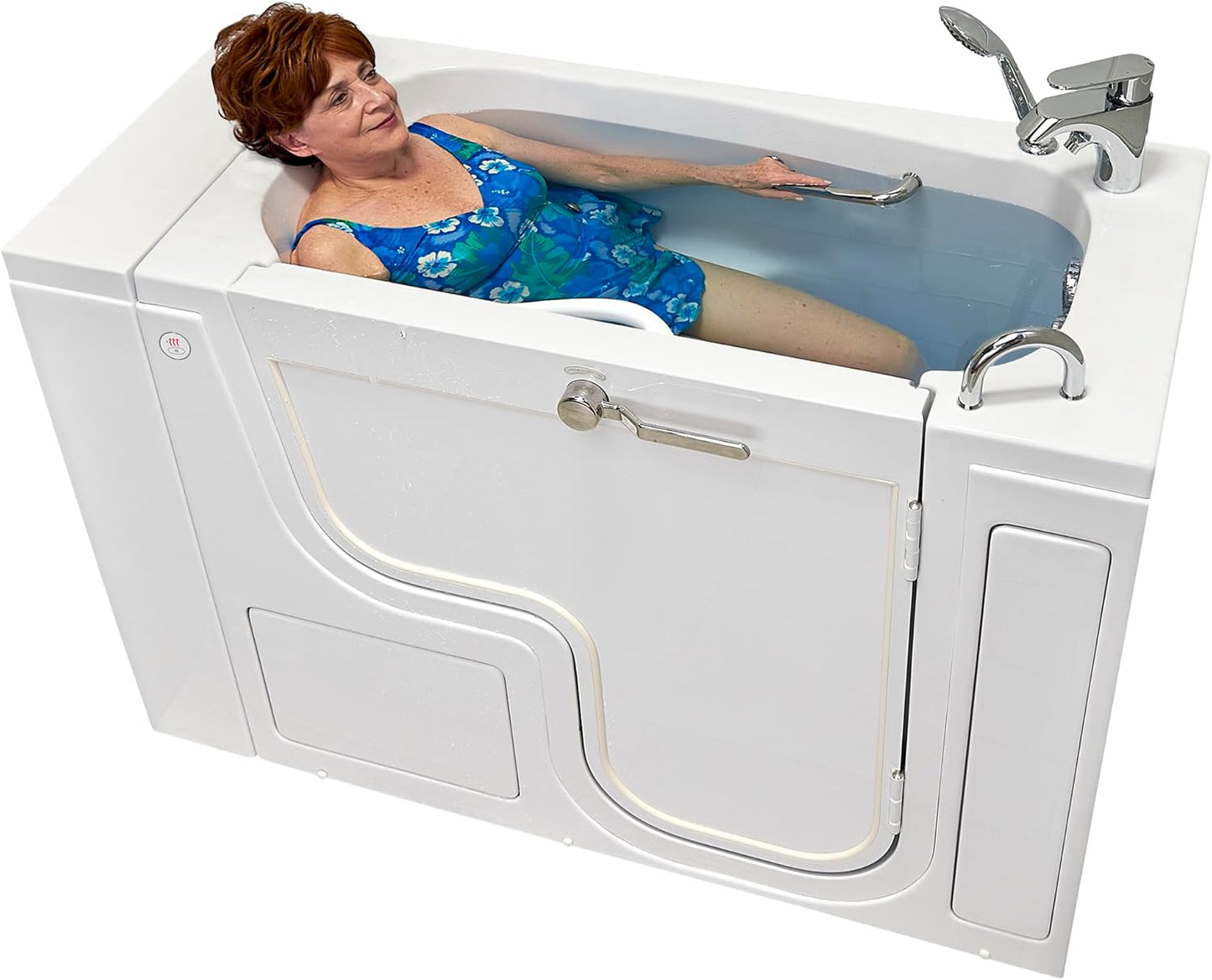 Ella Wheelchair Transfer 26"x52" Acrylic Soaking Walk-In-Bathtub, Right Outward Swing Door, 2 Piece Fast Fill Faucet, 2" Dual Drain