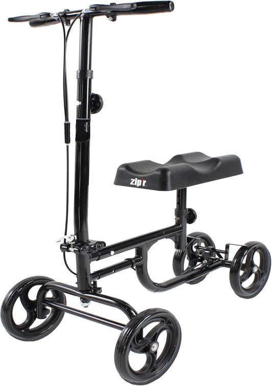 Zipr Glider Adjustable Knee Walker - Lightweight Transportable - Roller with Dual Braking - Heavy Duty Medical Knee Scooter