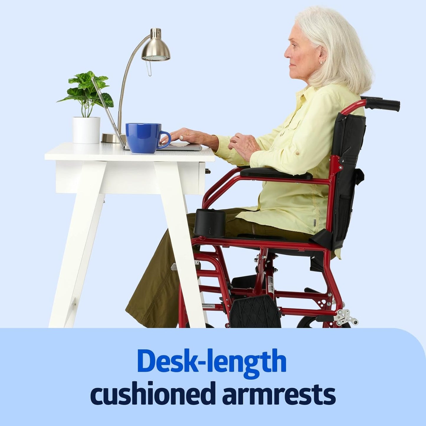 Medline Ultra Lightweight Transport Wheelchair for Adults – Foldable, Compact & Comfortable Mobility Solution
