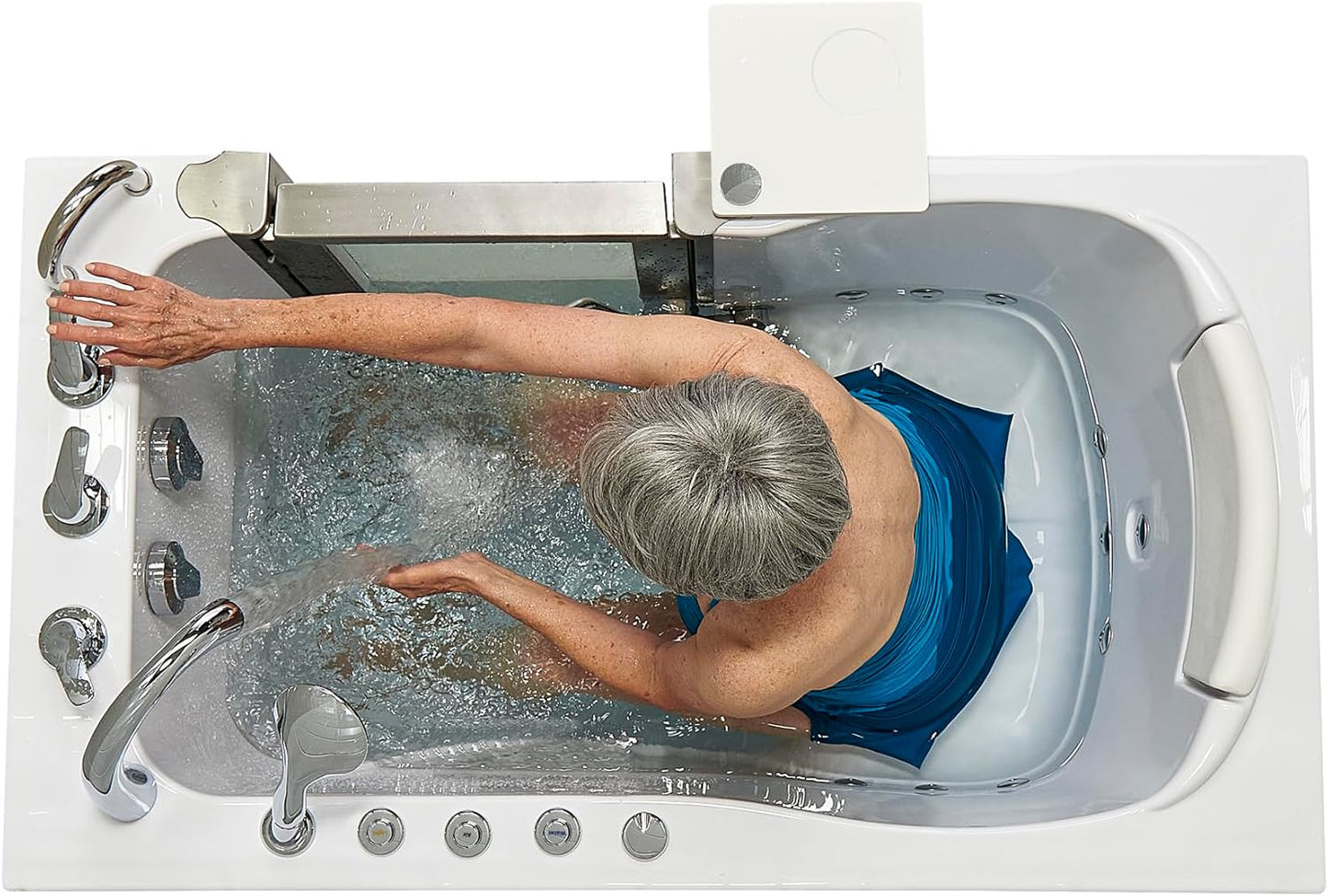 Ella Petite 28"x52" Acrylic Air and Hydro Massage & Heated Seat Walk-In Bathtub with Right Inward Swing Door, 5 Piece Fast Fill Faucet, 2" Dual Drain