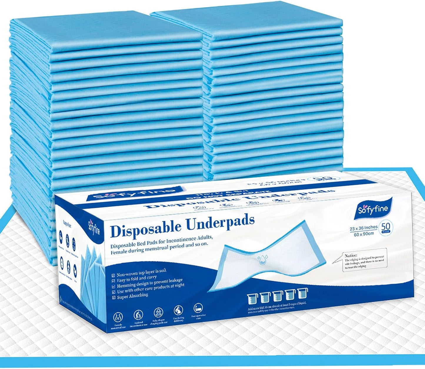 Bundle Total 120 Pads-Waterproof Chucks 23"x36"[100 Pads],Extra Large Disposable Bed Pads 36"x 48"(20 Count) Adult Chucks Incontinence Underpads,Thicken Premium Tear Resistant Waterproof Pee