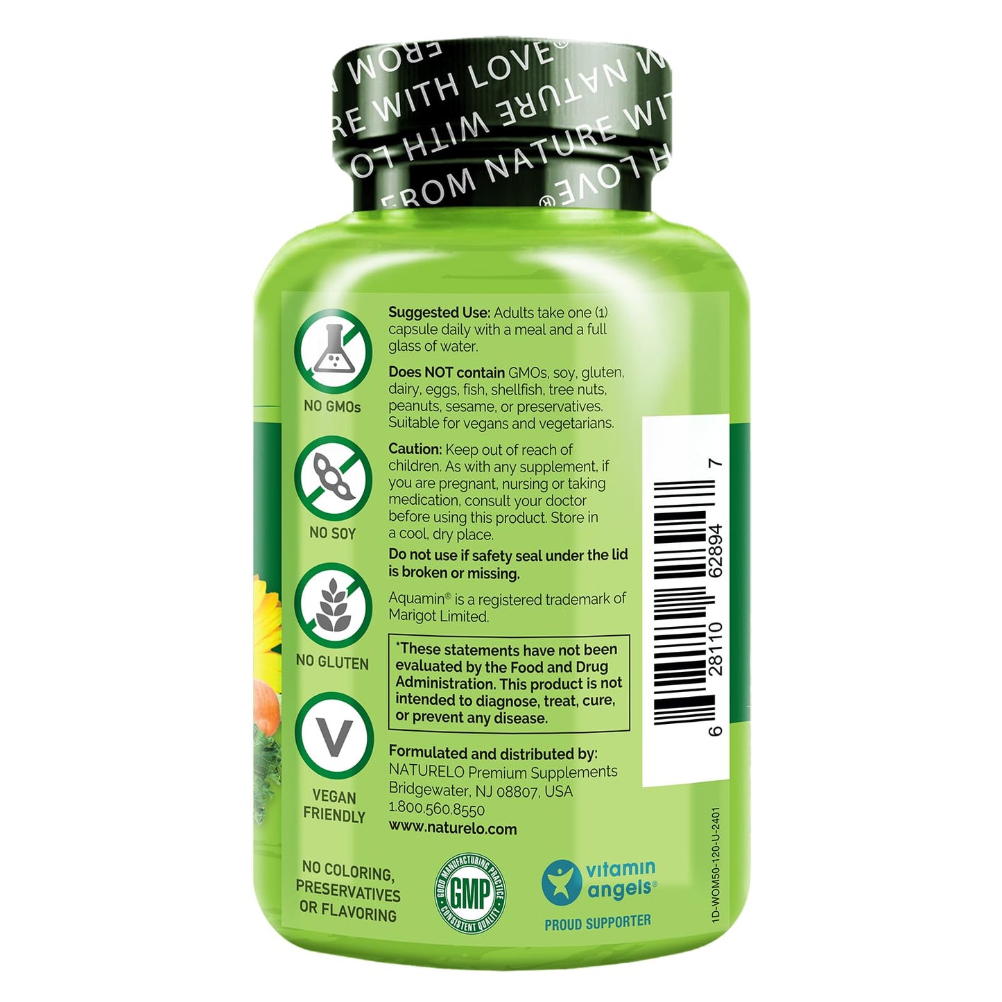 NATURELO One Daily Multivitamin for Women 50+ (Iron Free) - Menopause Support for Women Over 50 - Whole Food Supplement - Non-GMO - No Soy - 60 Capsules - 2 Month Supply