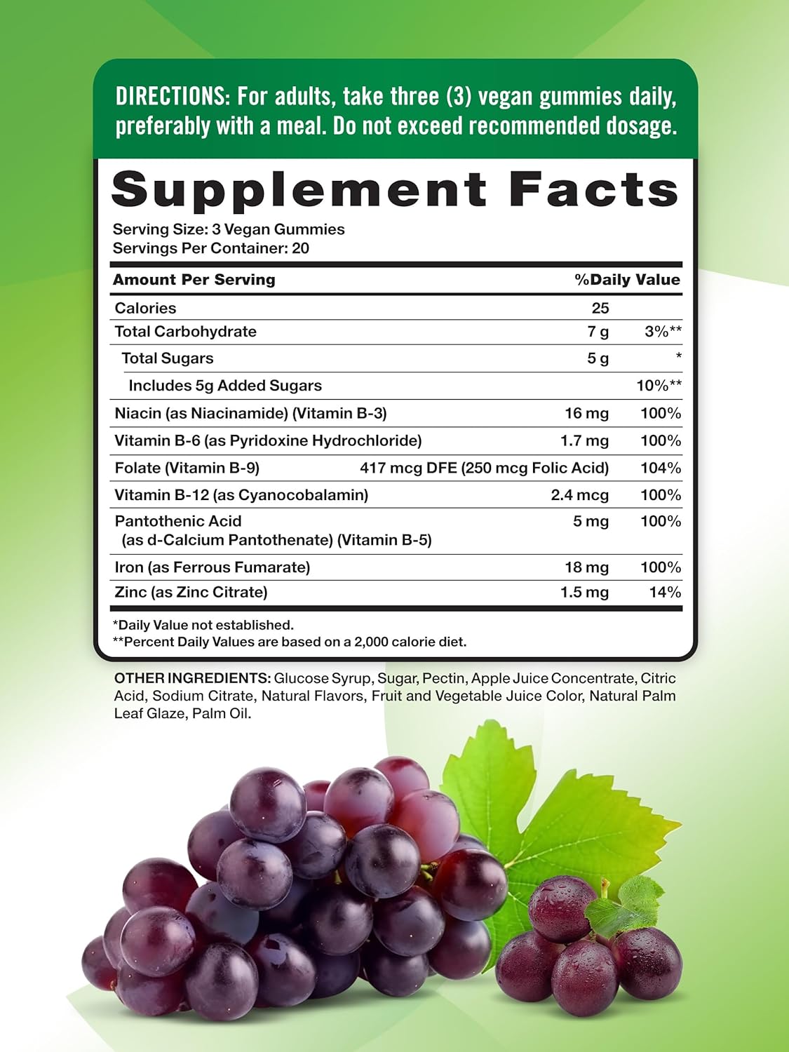 Nature's Truth Iron Gummies | 60 Count | Vegan, Non-GMO & Gluten Free Supplement | with Zinc & B Vitamins | Grape Flavor