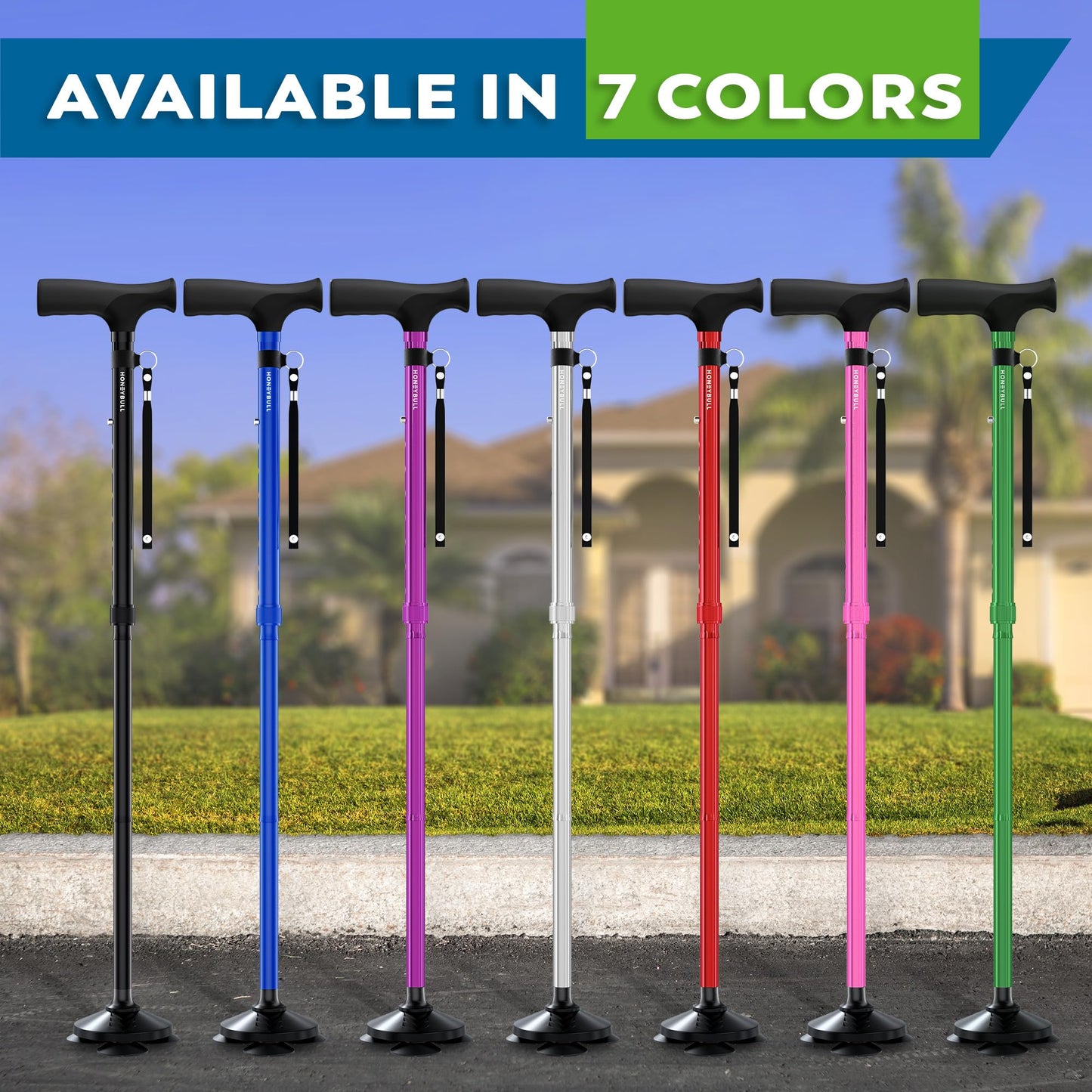 HONEYBULL Walking Cane for Men & Women – Foldable, Adjustable & Heavy-Duty Mobility Aid