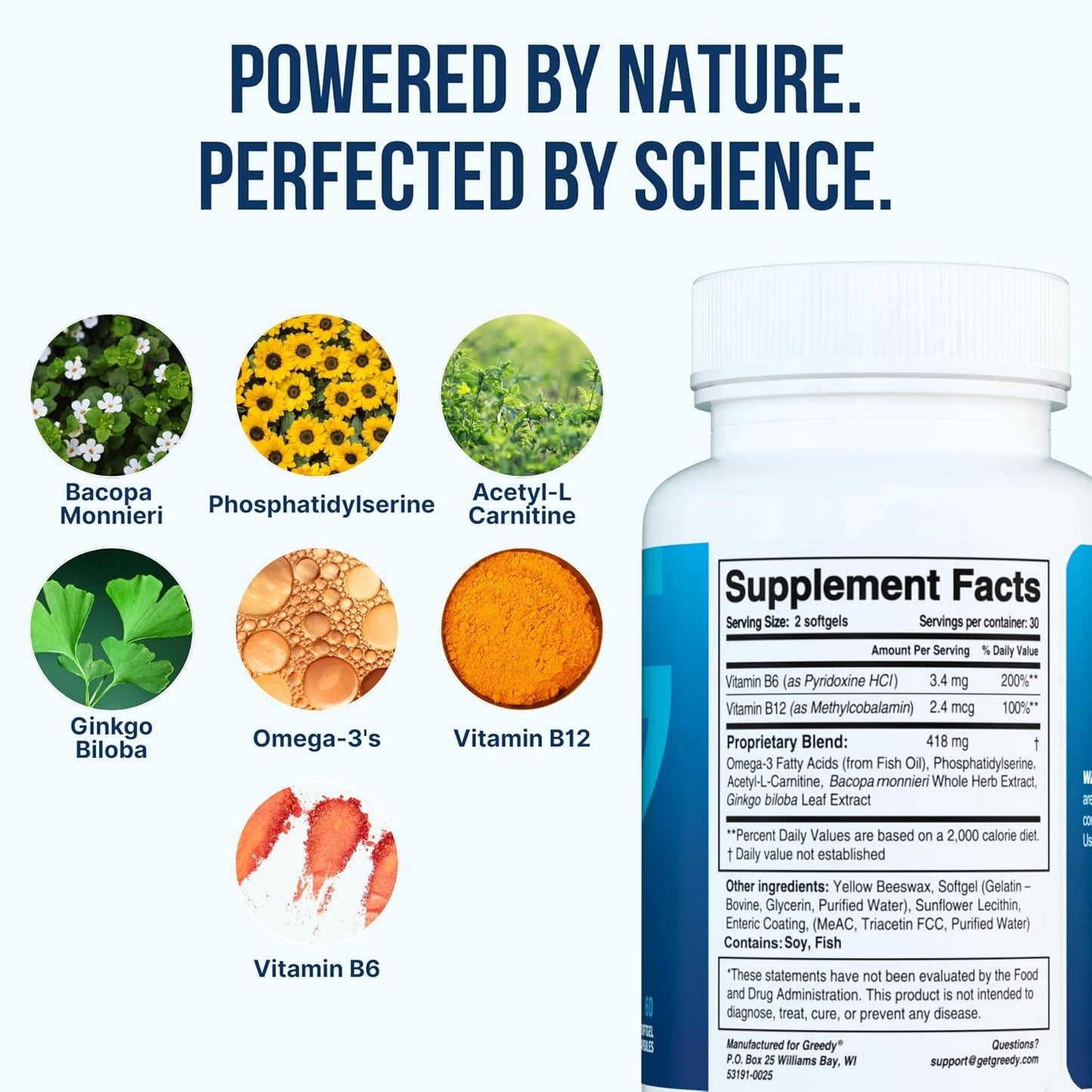 Greedy® Essential Brain Health™ – Nanotechnology Brain Supplement Supports Mental Alertness, Memory, Focus & Concentration. NanoCap® with Bacopa, Ginkgo, Phosphatidylserine, B Vitamins – 60 Softgels