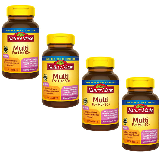 Nature Made Multivitamin For Her 50+ with No Iron – Comprehensive Daily Nutritional Support