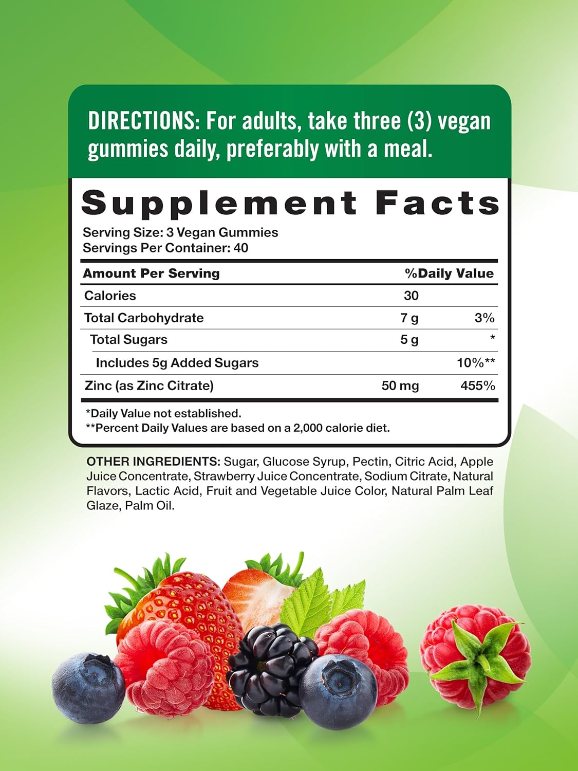 Nature's Truth Zinc Gummies for Adults | 50mg | 120 Count | Vegan, Non-GMO & Gluten Free Supplement | Mixed Berry Flavor