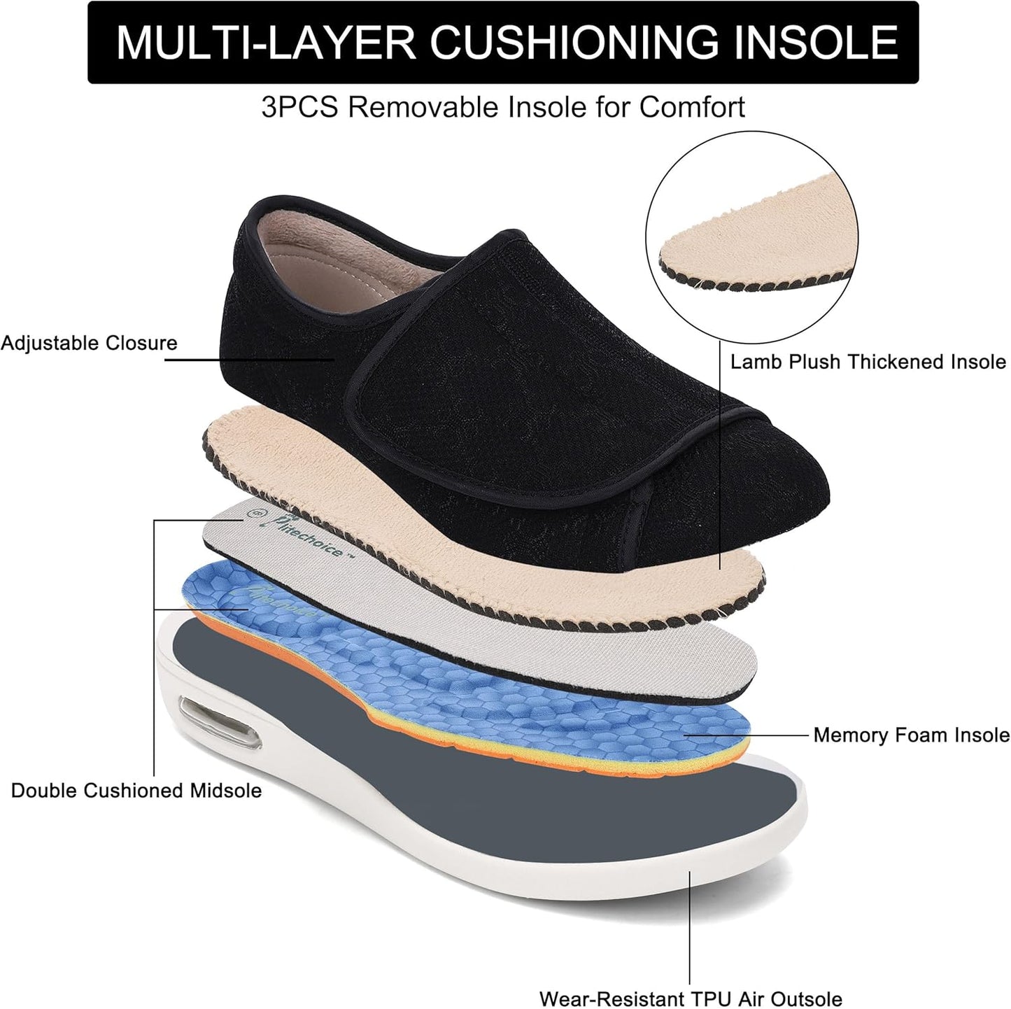 SPR&JOY Diabetic Shoes for Women – Comfortable & Supportive Footwear for Swollen Feet & Edema