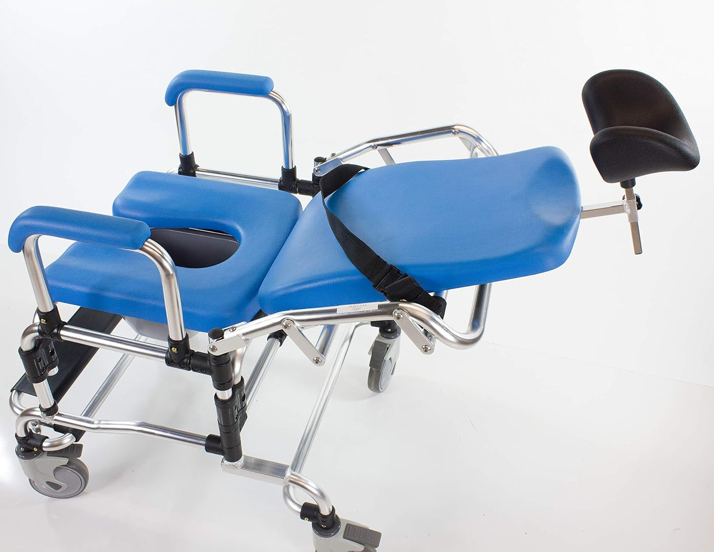 Platinum Health Laguna Professional Reclining Shower Chair with Wheels, Institutional Quality Adjustable Tilting Commode Seat for Shower and Bathtub for Elderly & Disabled, Padded Seat, Back, Armrests