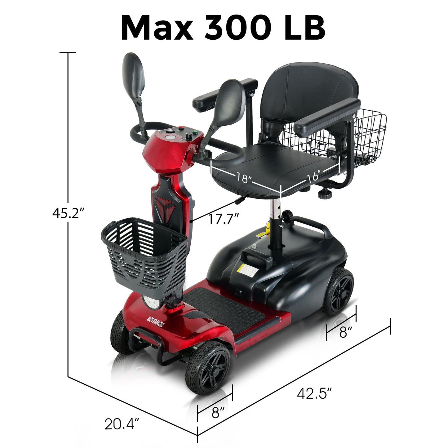 30 Miles Long Range 4-Wheel Electric Mobility Scooter – Powerful, Foldable & Reliable Travel Solution