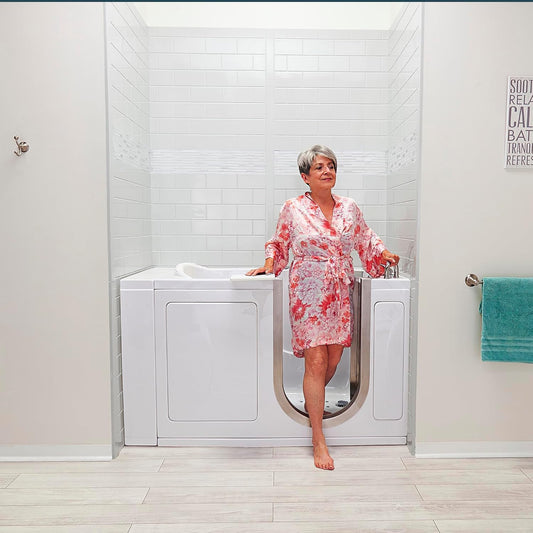 Ella Petite 28"x52" Acrylic Air and Hydro Massage & Heated Seat Walk-In Bathtub with Right Inward Swing Door, 5 Piece Fast Fill Faucet, 2" Dual Drain