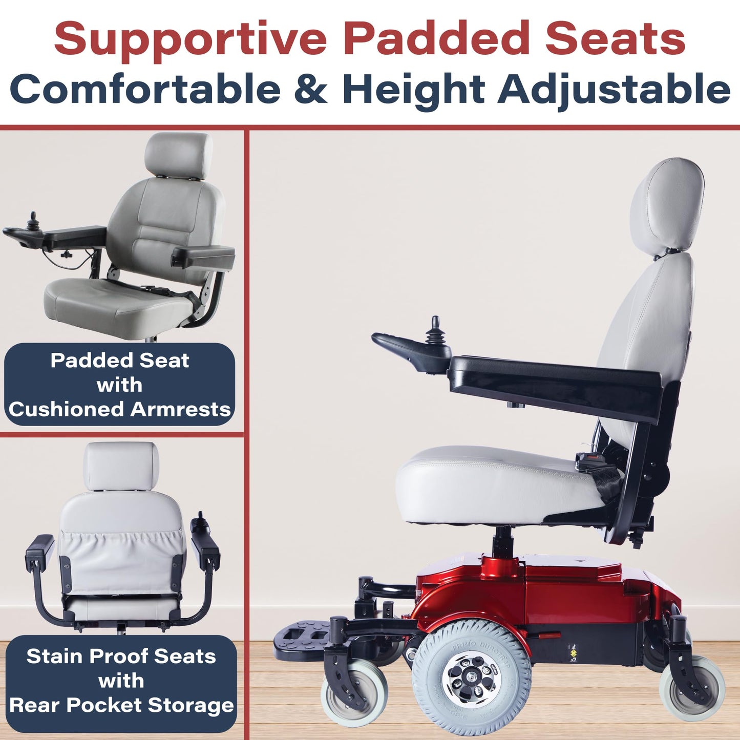 Zip’r Mantis Power Electric Wheelchair - Full Size Heavy Duty Motorized Wheelchair for Adults, Seniors, Elderly, Travel - 300 lbs Max Weight - Mobility Electric Wheelchairs Power Extended Battery