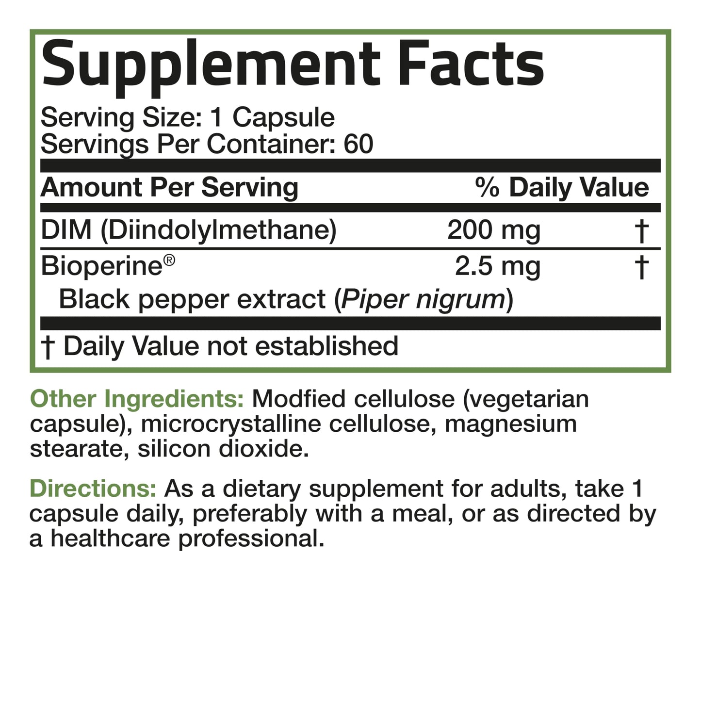 Bronson DIM 200 MG Supplement Diindolymethane with BioPerine for Enhanced Absorption, Estrogen Metabolism & Maintains Balanced Hormone Levels, 60 Vegetarian Capsules