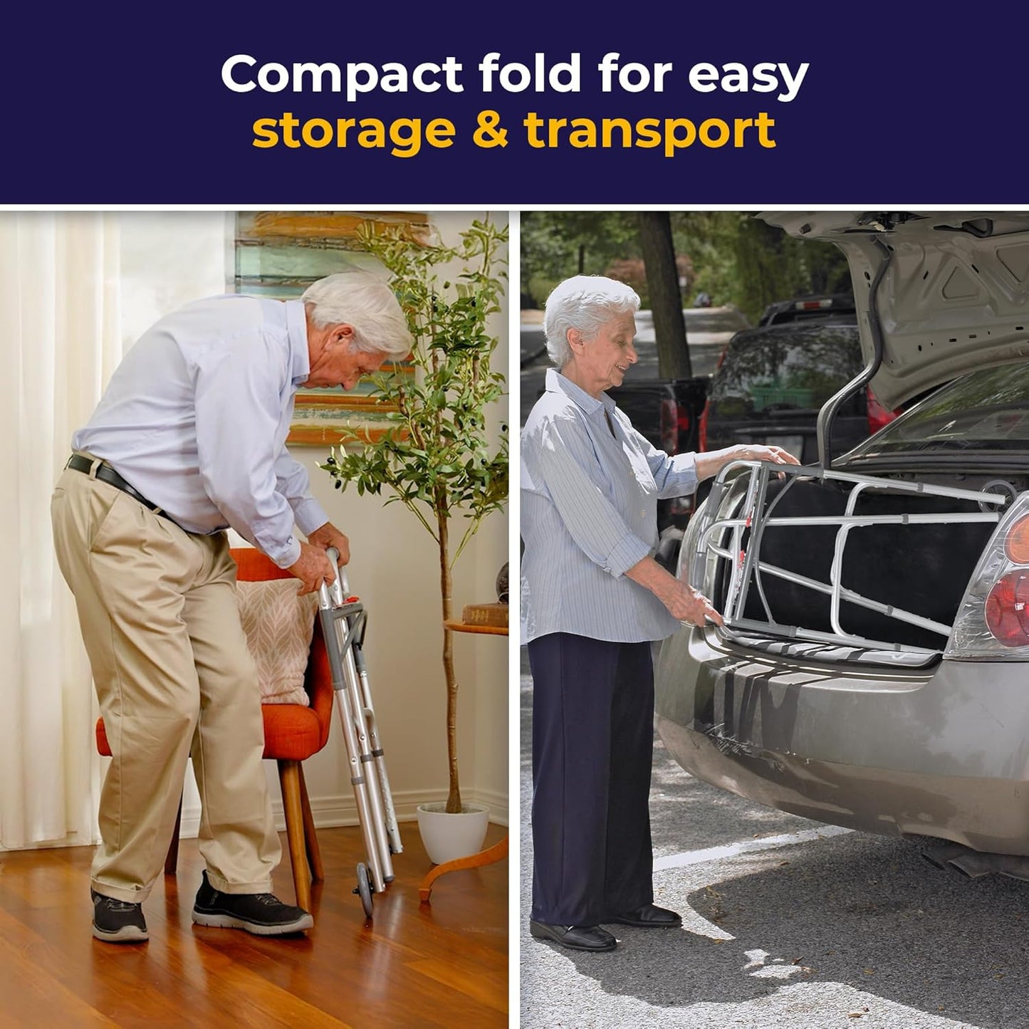 Drive Medical 10210-1 2-Button Folding Walker with Wheels – Lightweight, Adjustable & Reliable Mobility Aid