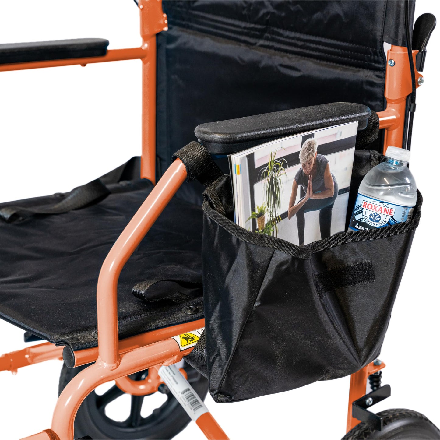 Platinum Health Hummingbird™ Ultra-Lightweight Foldable Transport Wheelchair, Handbrakes,12-Inch Rear Wheels, Extra-Wide Seat. Convenient Table-Length Padded Armrests. (Sunrise Pink)