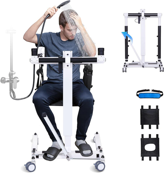 Electric Patient Lift Transfer Chair,Upgrade Transfer Lift for Home Use,Car Transfer Lift for Disabled,Folding Patient Lift,Portable Bed to Toilet Transfer Wheelchair for Seniors