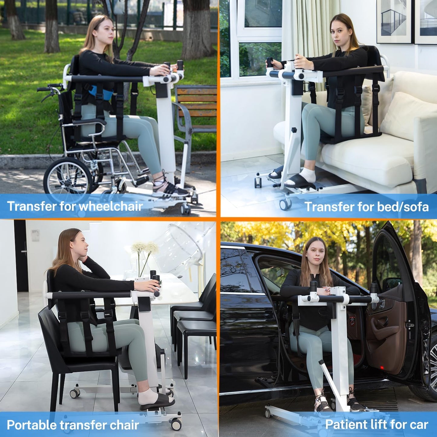 Electric Patient Lift Transfer Wheelchair,Portable Patient Lift Transfer Chair for Home,Foldable Transfer Lift Chair for Car,Shower Toilet Chair with Arms and Back for Seniors