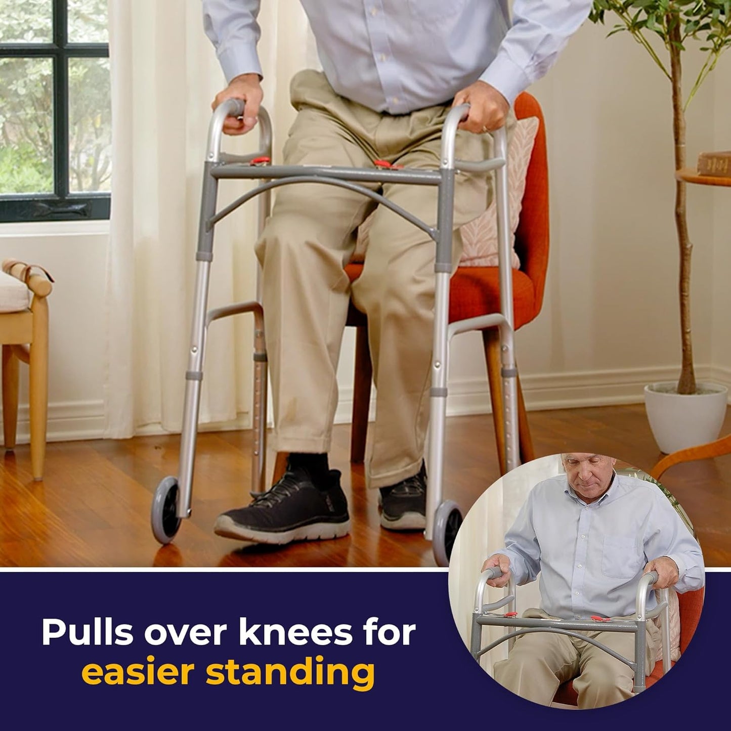 Drive Medical 10210-1 2-Button Folding Walker with Wheels – Lightweight, Adjustable & Reliable Mobility Aid