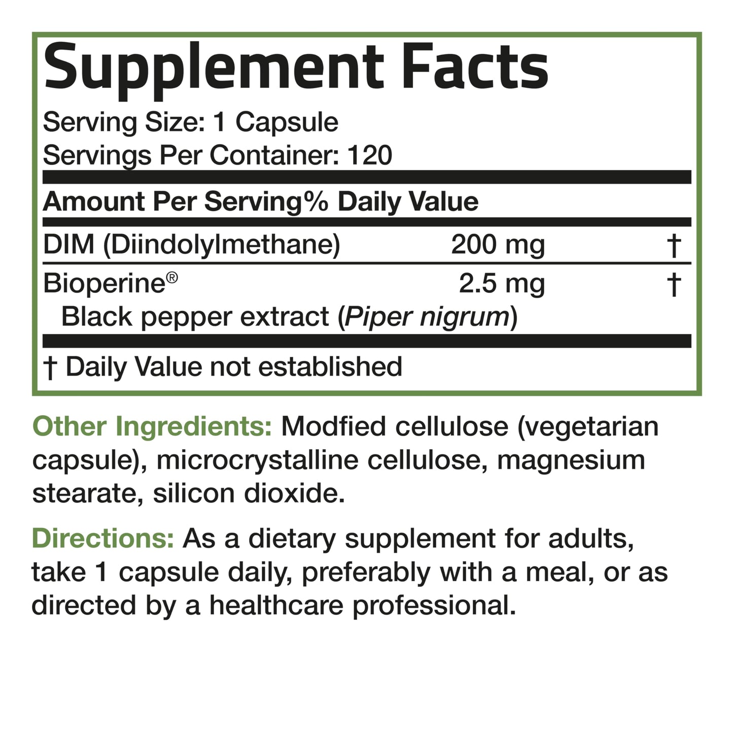 Bronson DIM 200 MG Supplement Diindolymethane with BioPerine for Enhanced Absorption, Estrogen Metabolism & Maintains Balanced Hormone Levels, 60 Vegetarian Capsules