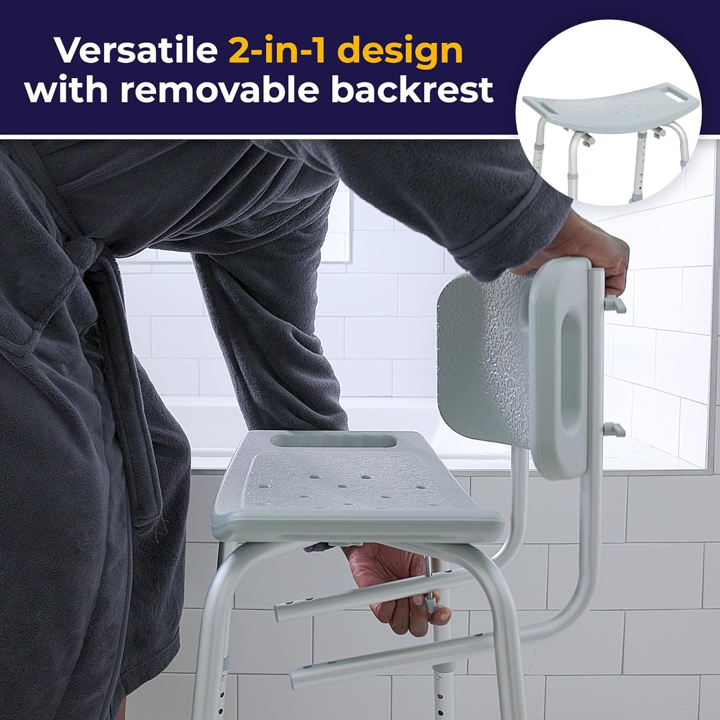 Drive Medical RTL12203KDR Shower Chair – Adjustable, Safe & Comfortable Bathing Solution