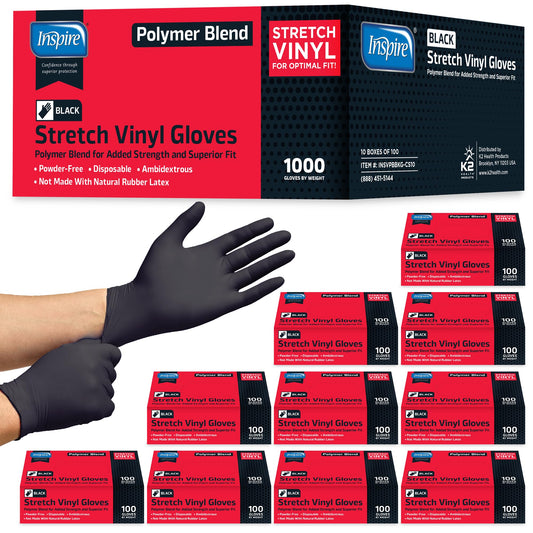 Inspire Black Nitrile Gloves | THE ORIGINAL Quality Black Gloves Disposable Latex Free | 4.5 Gloves Cooking Gloves