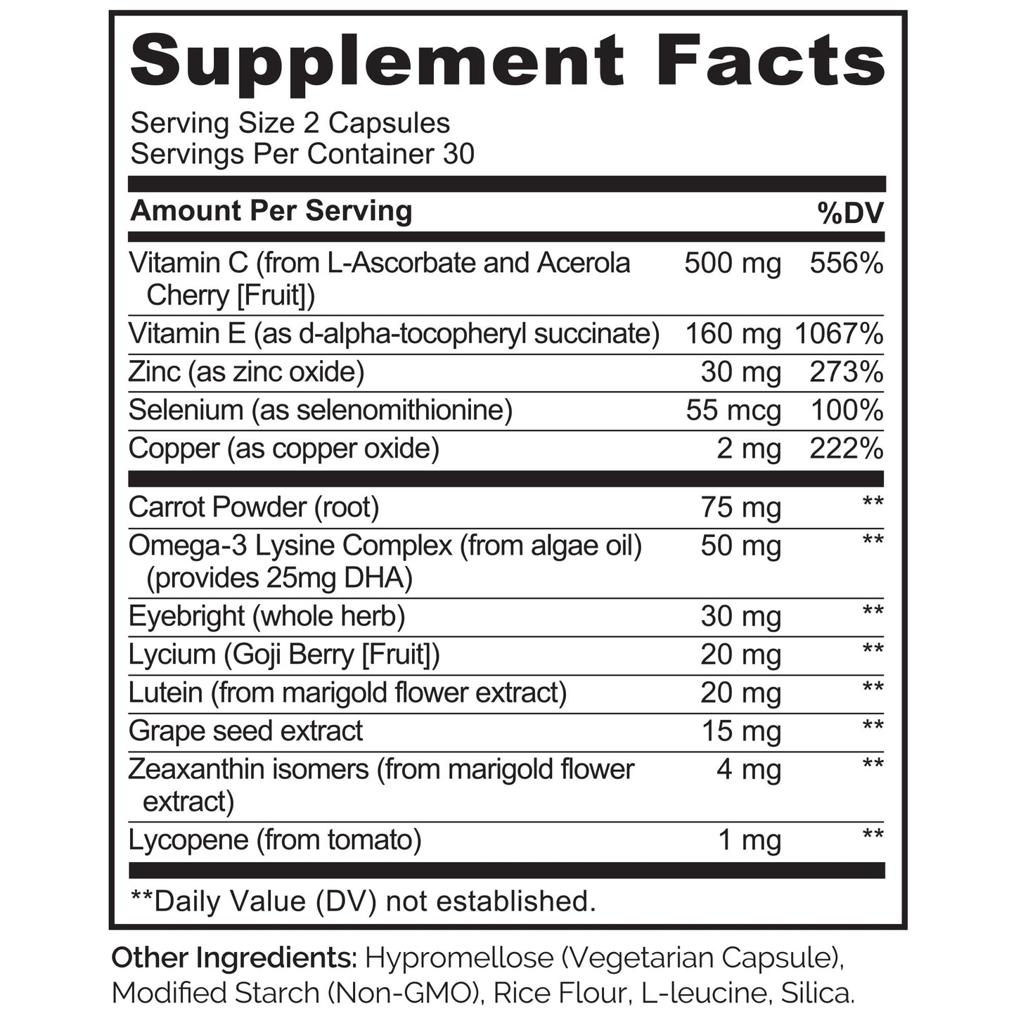 NATURELO Eye Vitamins - AREDS 2 Formula Nutrients with Lutein, Zeaxanthin, Vitamin C, E, Zinc, Plus DHA - Supplement for Dry Eyes, Healthy Vision, Eye Support - 60 Vegan Capsules