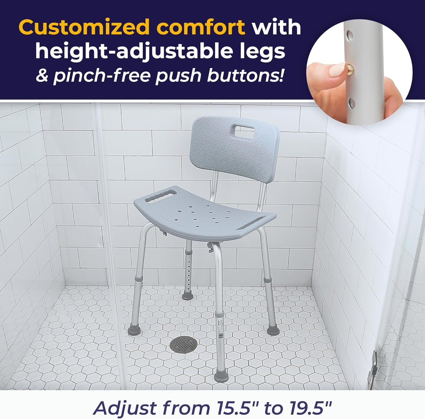 Drive Medical RTL12203KDR Shower Chair – Adjustable, Safe & Comfortable Bathing Solution