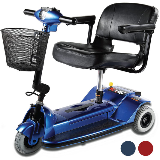 Zipr 3 Wheel Mobility Scooter - Electric Powered Mobile Wheelchair Medical Aid - Folding Portable Compact for Travel, Seniors, Adults and Handicapped - Long Range Battery with Charger Basket Included