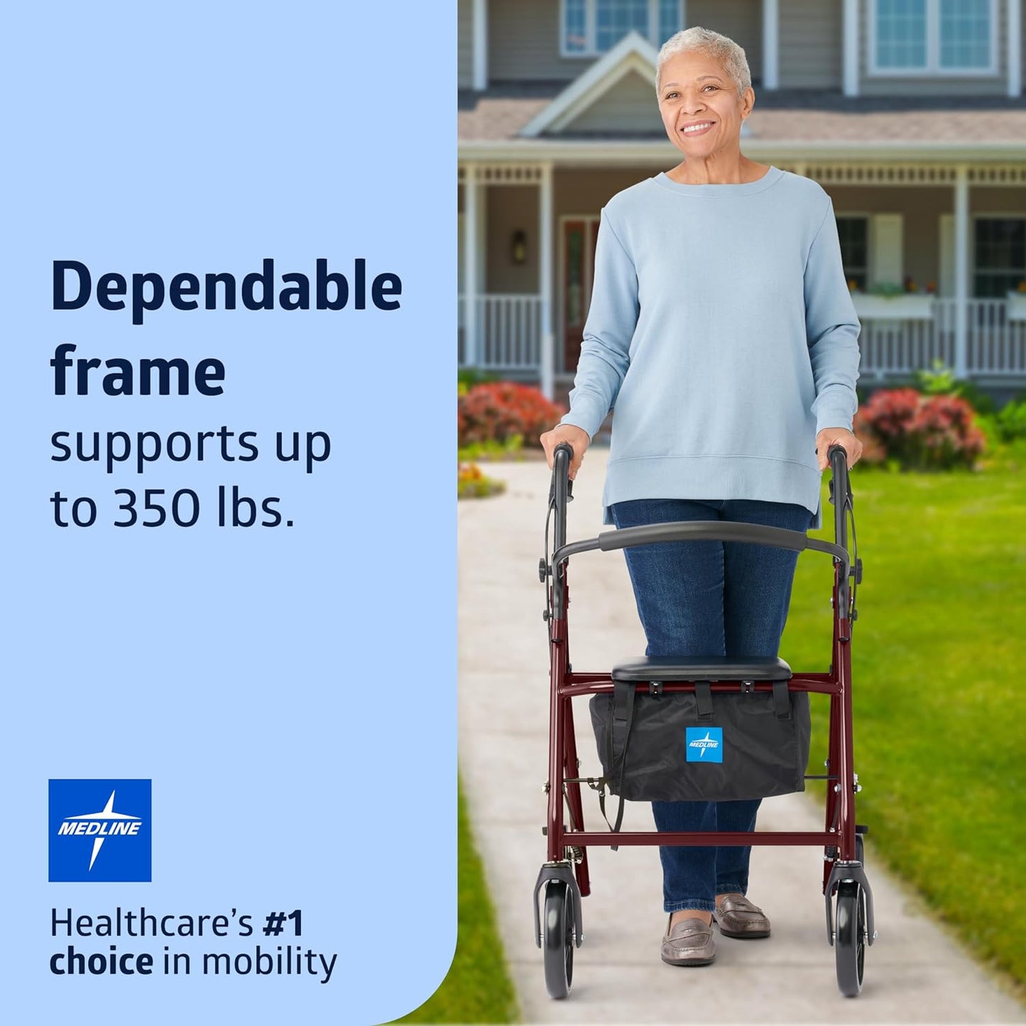 Medline Steel Rollator Walker – Durable, Adjustable & Reliable Mobility Aid