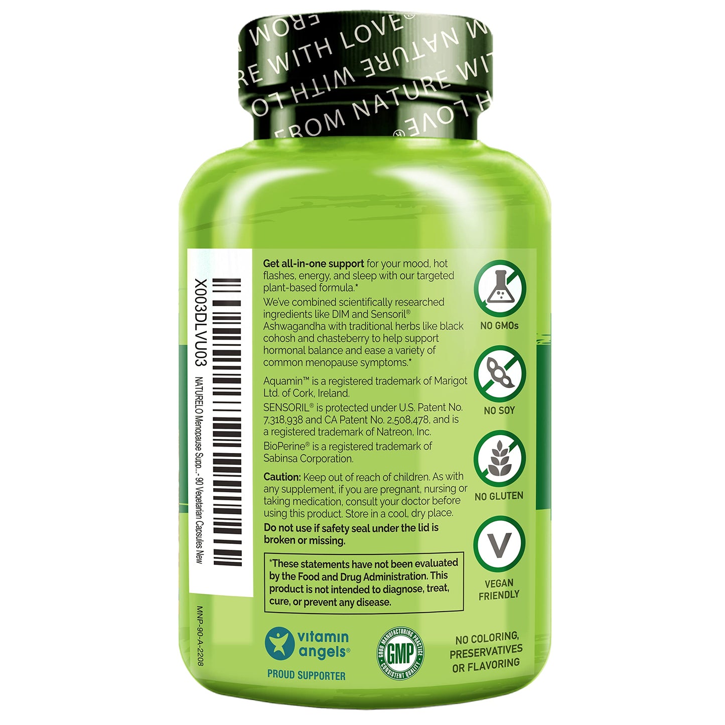 NATURELO Menopause Supplements for Women, Herbal Blend with Black Cohosh for Menopause Hot Flashes Advanced Estrogen Multi-Symptom Formula 90 Capsules