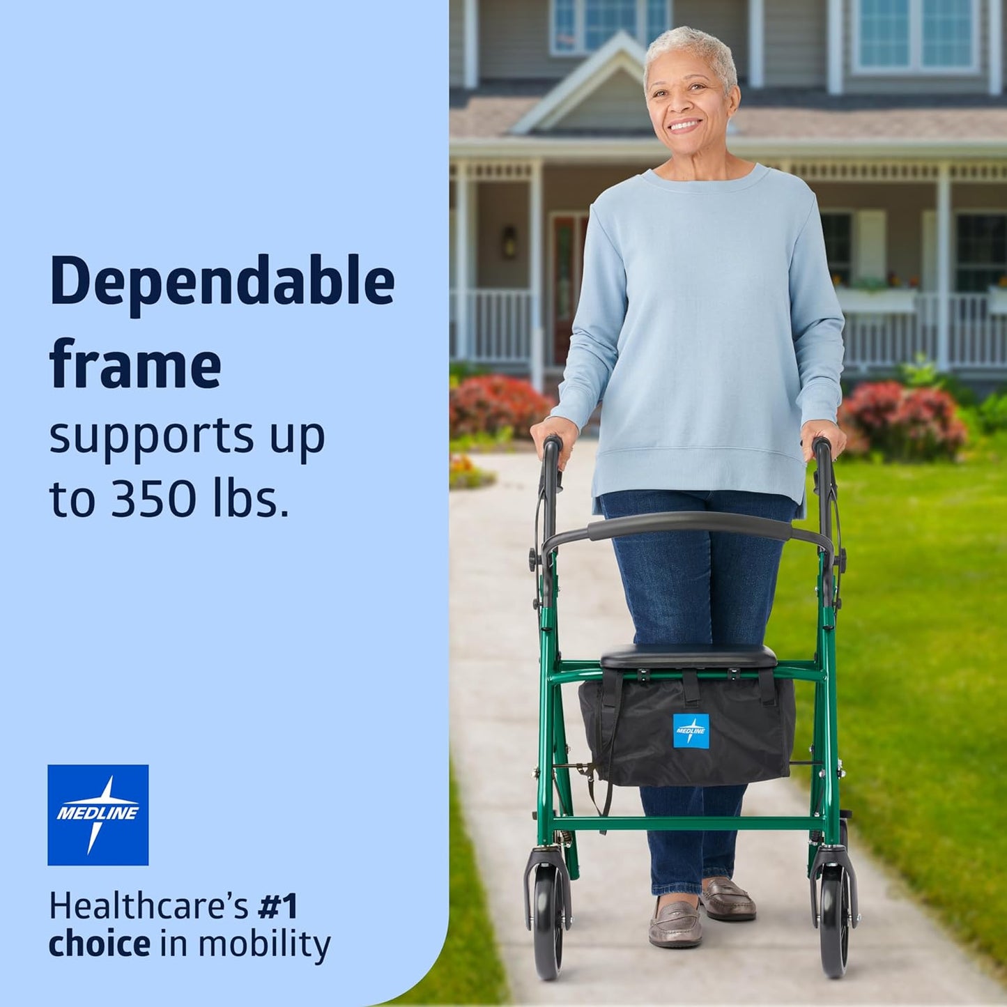 Medline Steel Rollator Walker – Durable, Adjustable & Reliable Mobility Aid