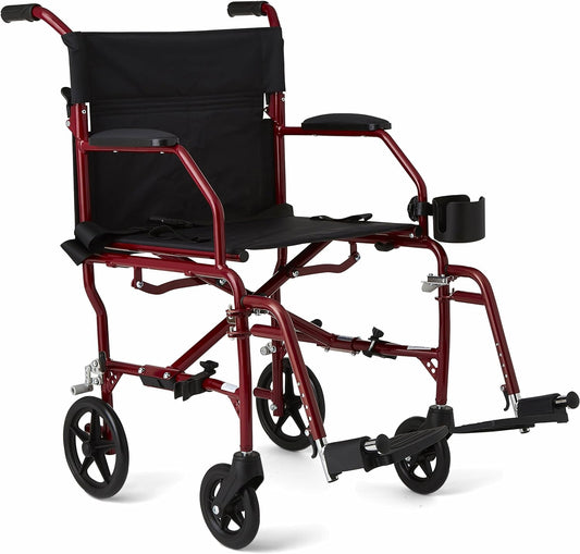 Medline Ultra Lightweight Transport Wheelchair for Adults – Foldable, Compact & Comfortable Mobility Solution