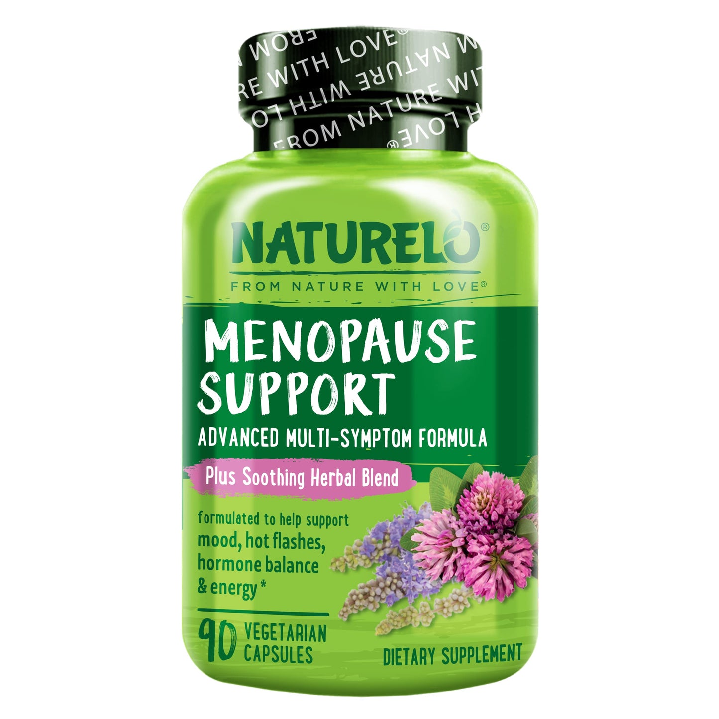 NATURELO Menopause Supplements for Women, Herbal Blend with Black Cohosh for Menopause Hot Flashes Advanced Estrogen Multi-Symptom Formula 90 Capsules
