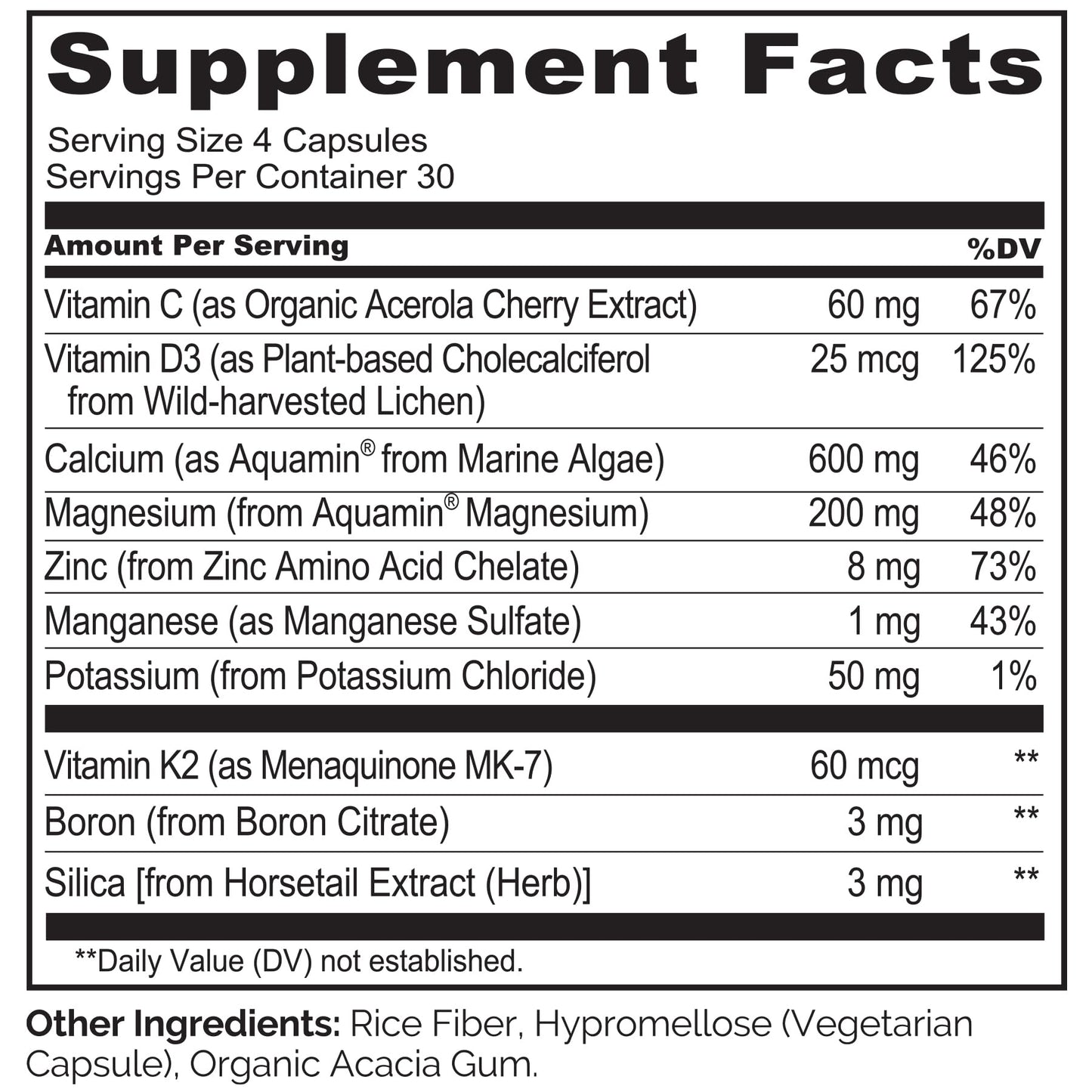 NATURELO Calcium Supplement - with Vitamin C, Vitamin D3, K2, and Calcium Magnesium Zinc for Bone Strength with Calcium 600mg - Plant-Based, 120 Vegetarian Capsules, Non-GMO, Soy & Gluten-Free