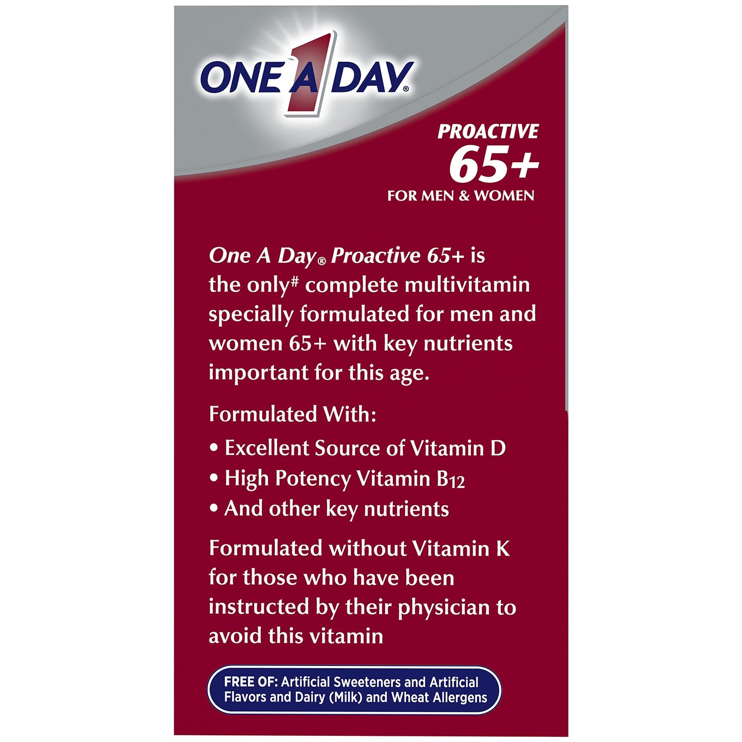One A Day Proactive 65+ Multivitamin – Comprehensive Daily Nutrition for Adults 65+