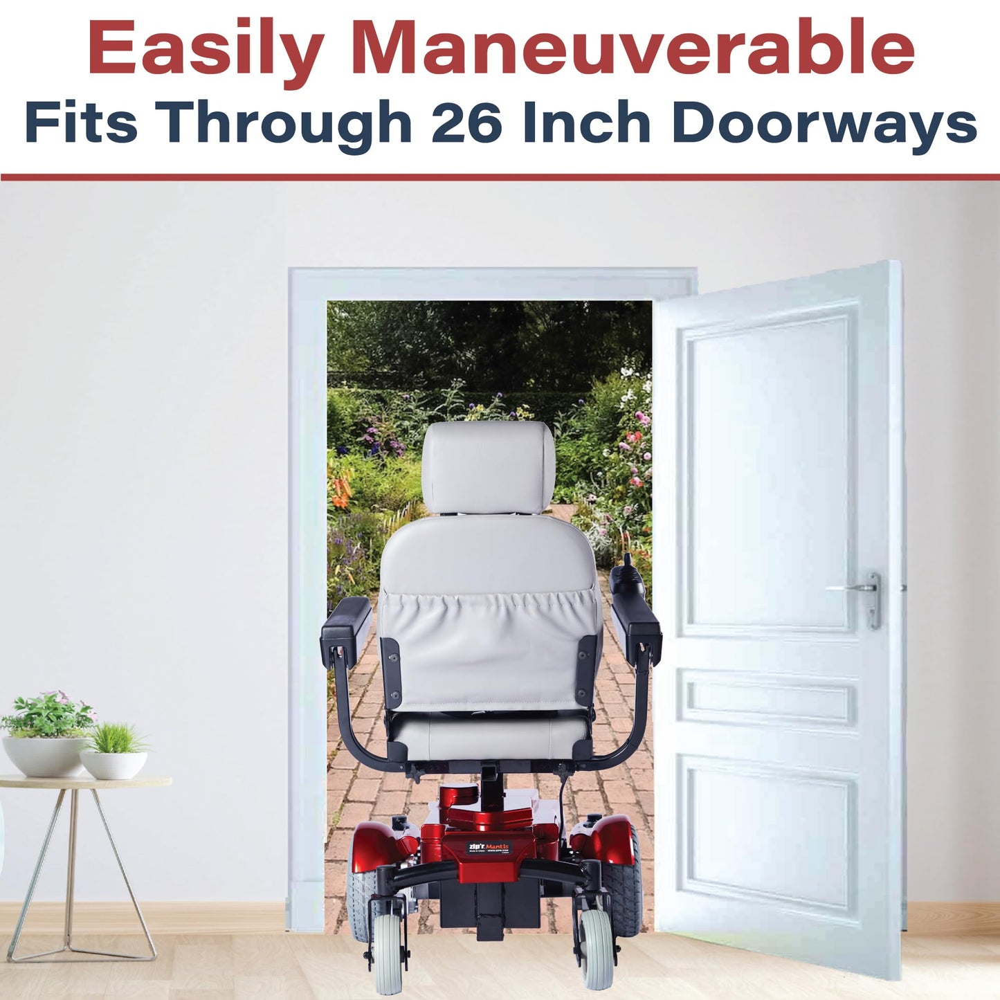 Zip’r Mantis Power Electric Wheelchair - Full Size Heavy Duty Motorized Wheelchair for Adults, Seniors, Elderly, Travel - 300 lbs Max Weight - Mobility Electric Wheelchairs Power Extended Battery