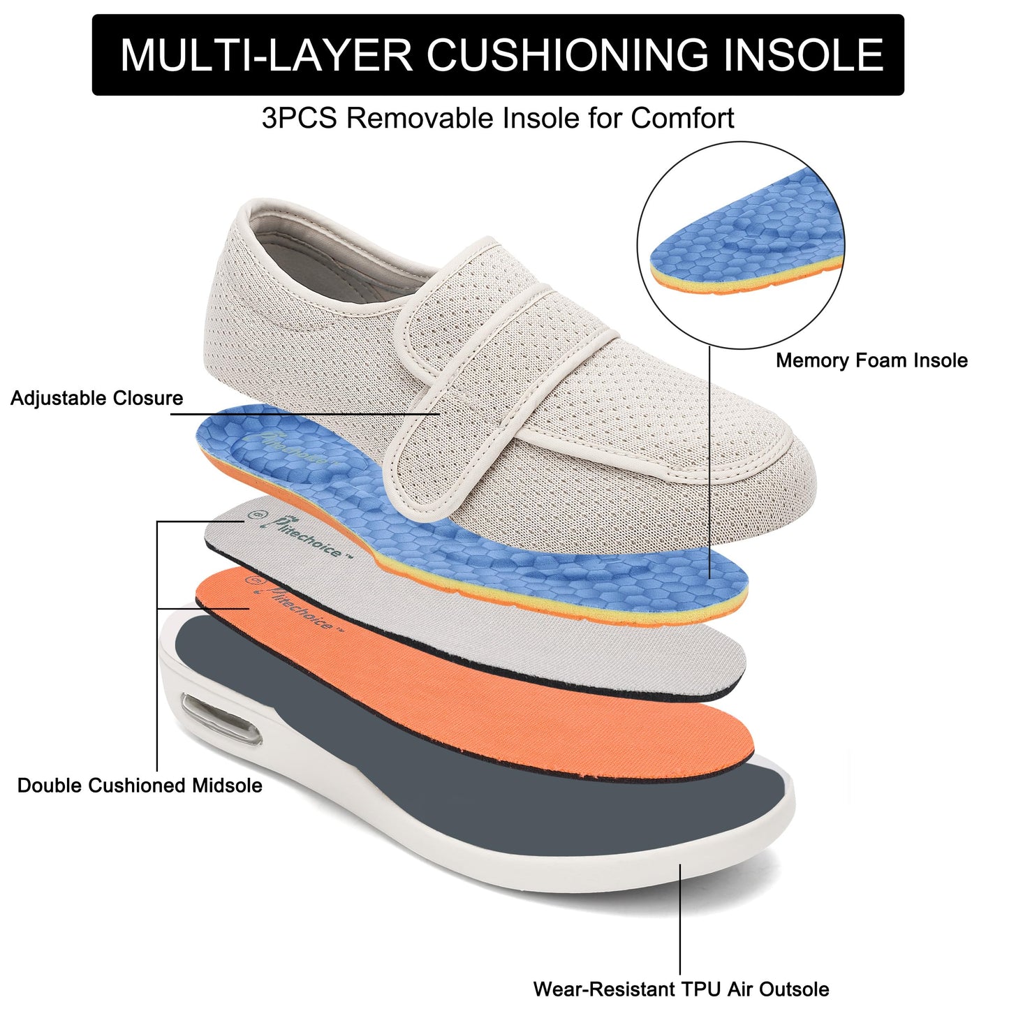 SPR&JOY Diabetic Shoes for Women – Comfortable & Supportive Footwear for Swollen Feet & Edema