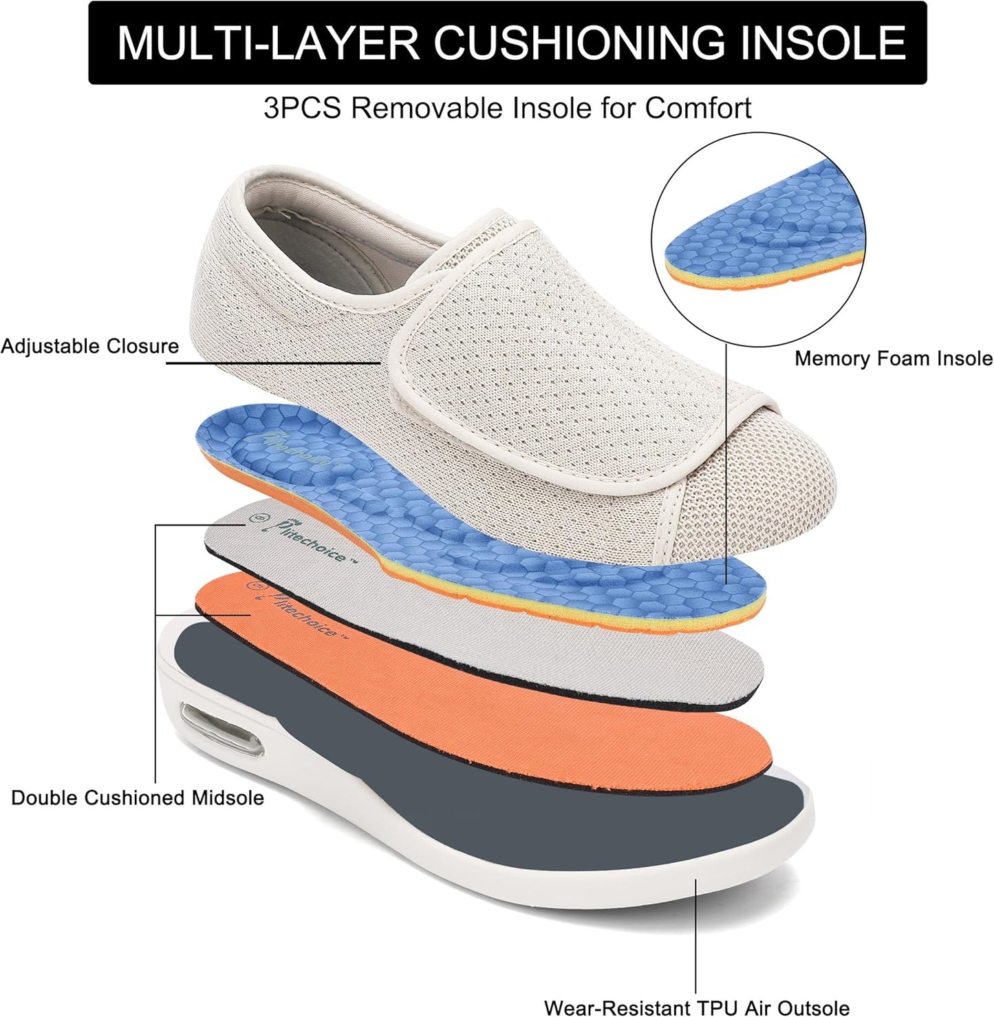 SPR&JOY Diabetic Shoes for Women – Comfortable & Supportive Footwear for Swollen Feet & Edema